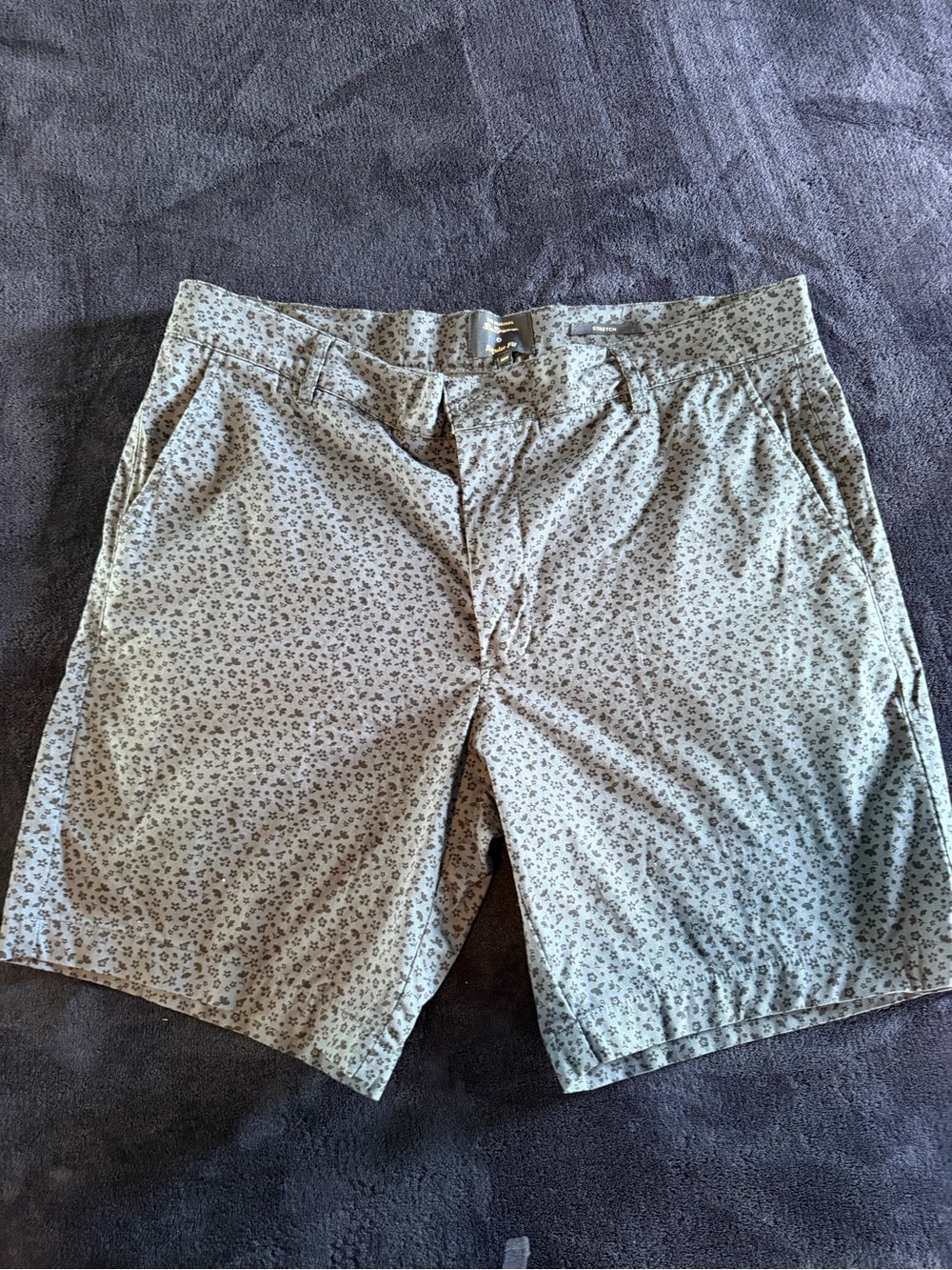 Ben Sherman Beige Floral Cotton Flat Front Shorts men's 36W
